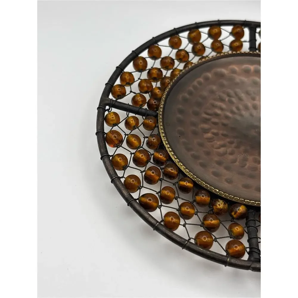 Set of 2 Vintage Beaded Pedestal Candle Holders, Tealight Candle Votives